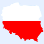 kontur mapy polski wypełniony barwami flagi białym i czerwonym